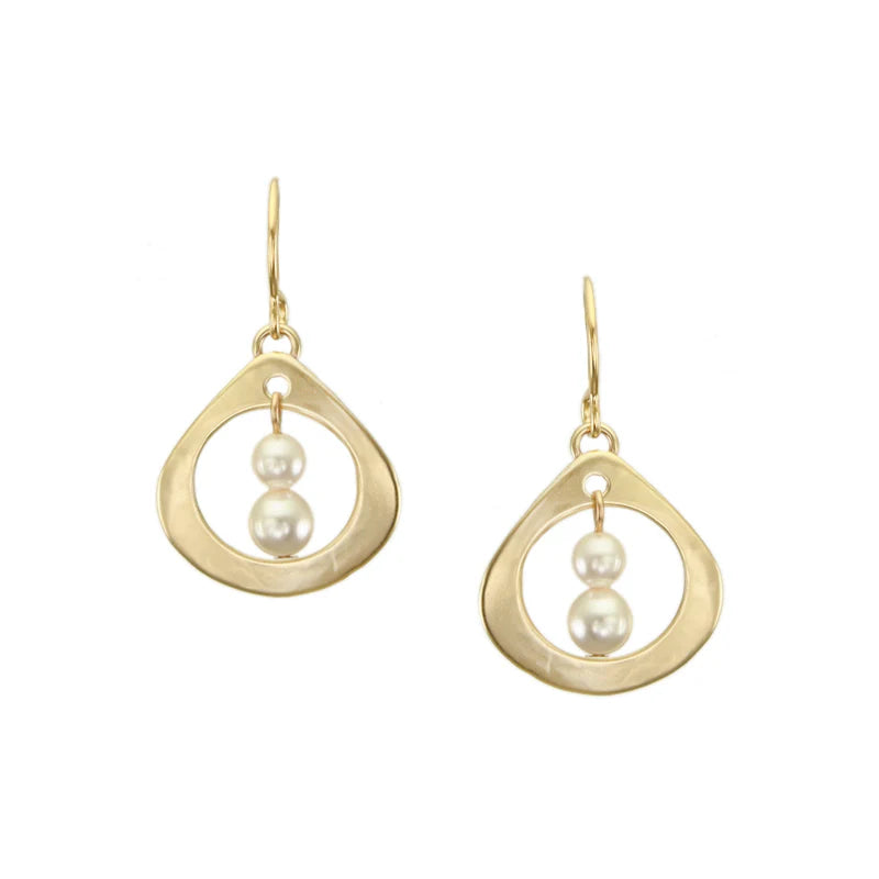 Marjorie Small Open Teardrop with Pearls Wire Earrings