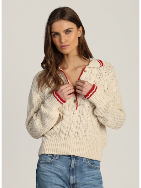 DYLAN CHARLOTTE CABLE BTN SWEATER