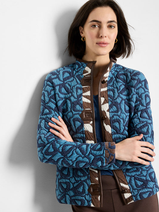 NIC + ZOE Quilted Faux Leather Trim Jacket