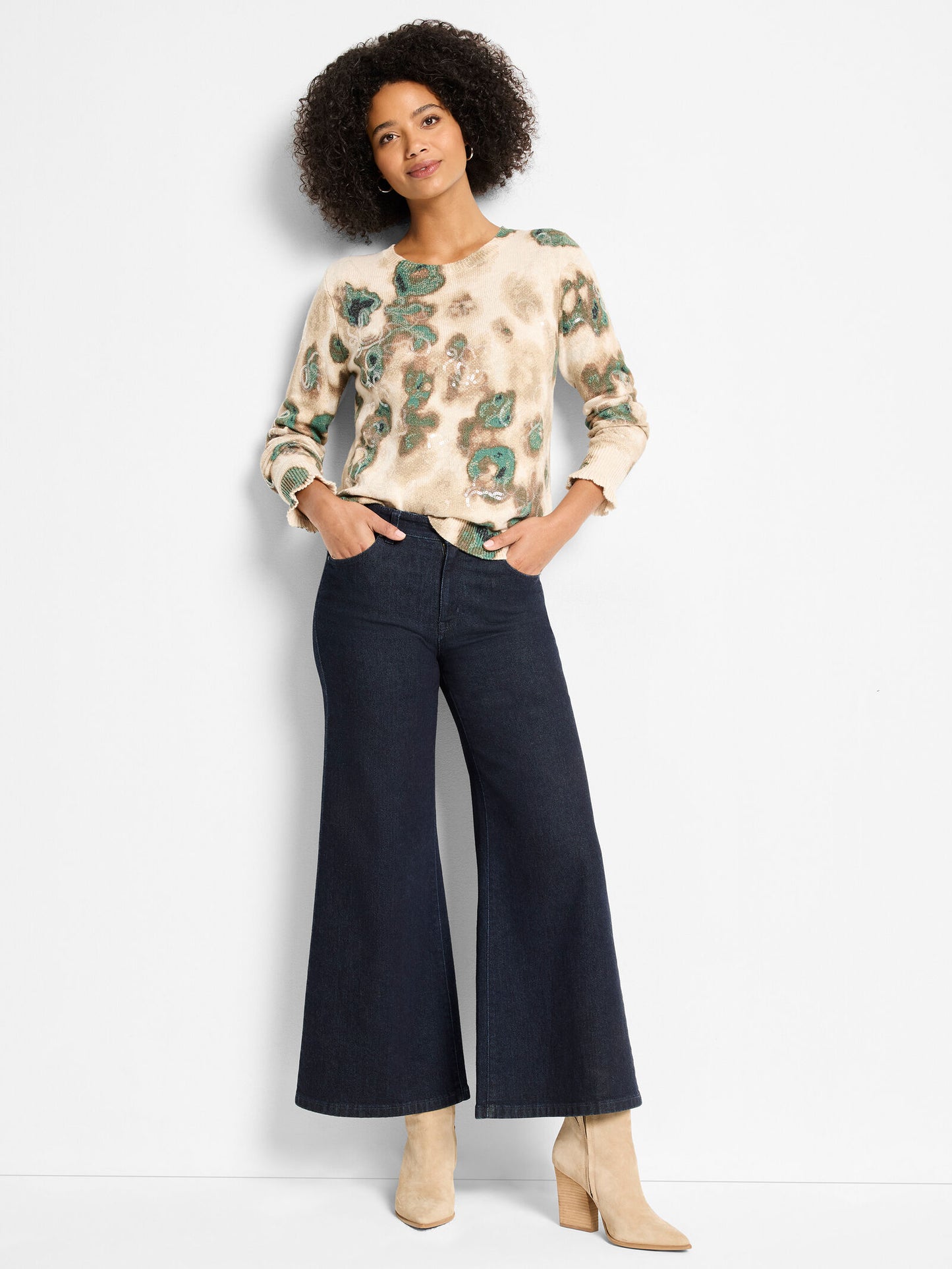 NIC+ZOE CAMO SHINE SWEATER