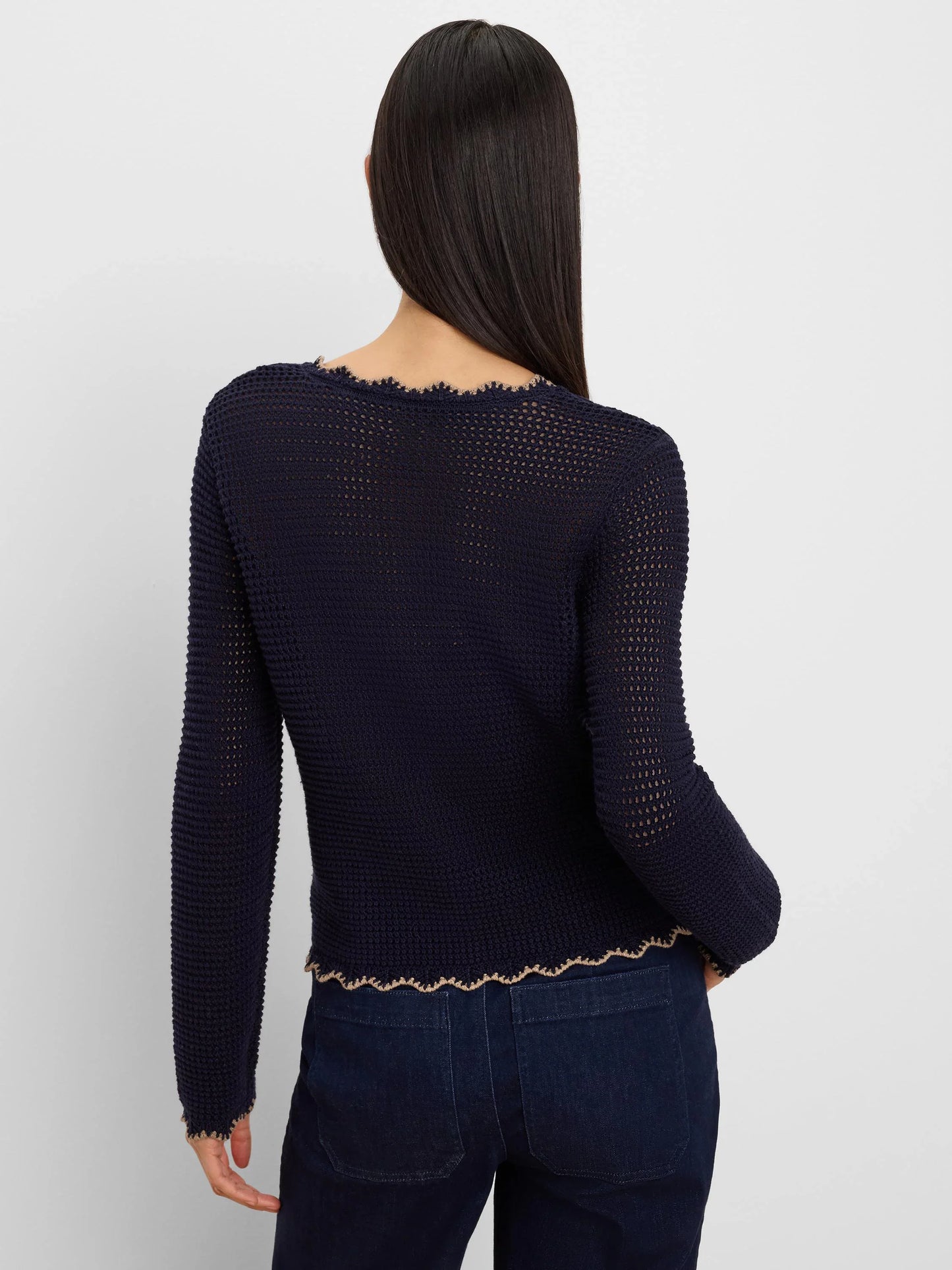Nic+Zoe Trimmed Mesh Cardigan
