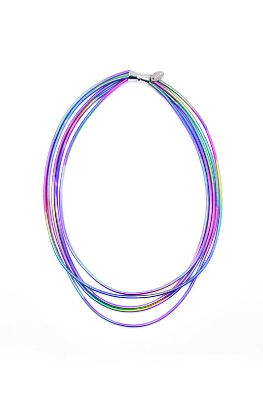 Sea Lily Thick Rainbow Irridescent Magnet Clasp Necklace