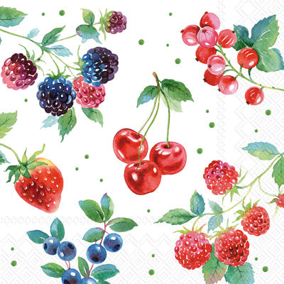 RED SUMMER FRUITS LUNCH NAPKINS