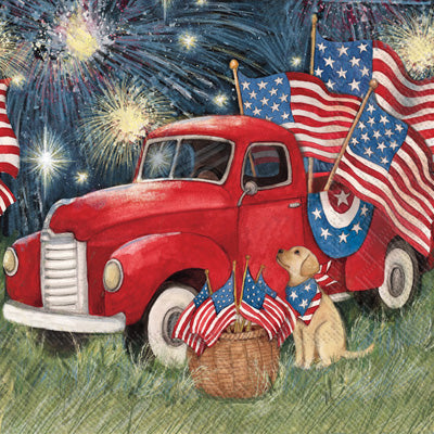 OLD GLORY RED TRUCK LUNCH NAPKINS