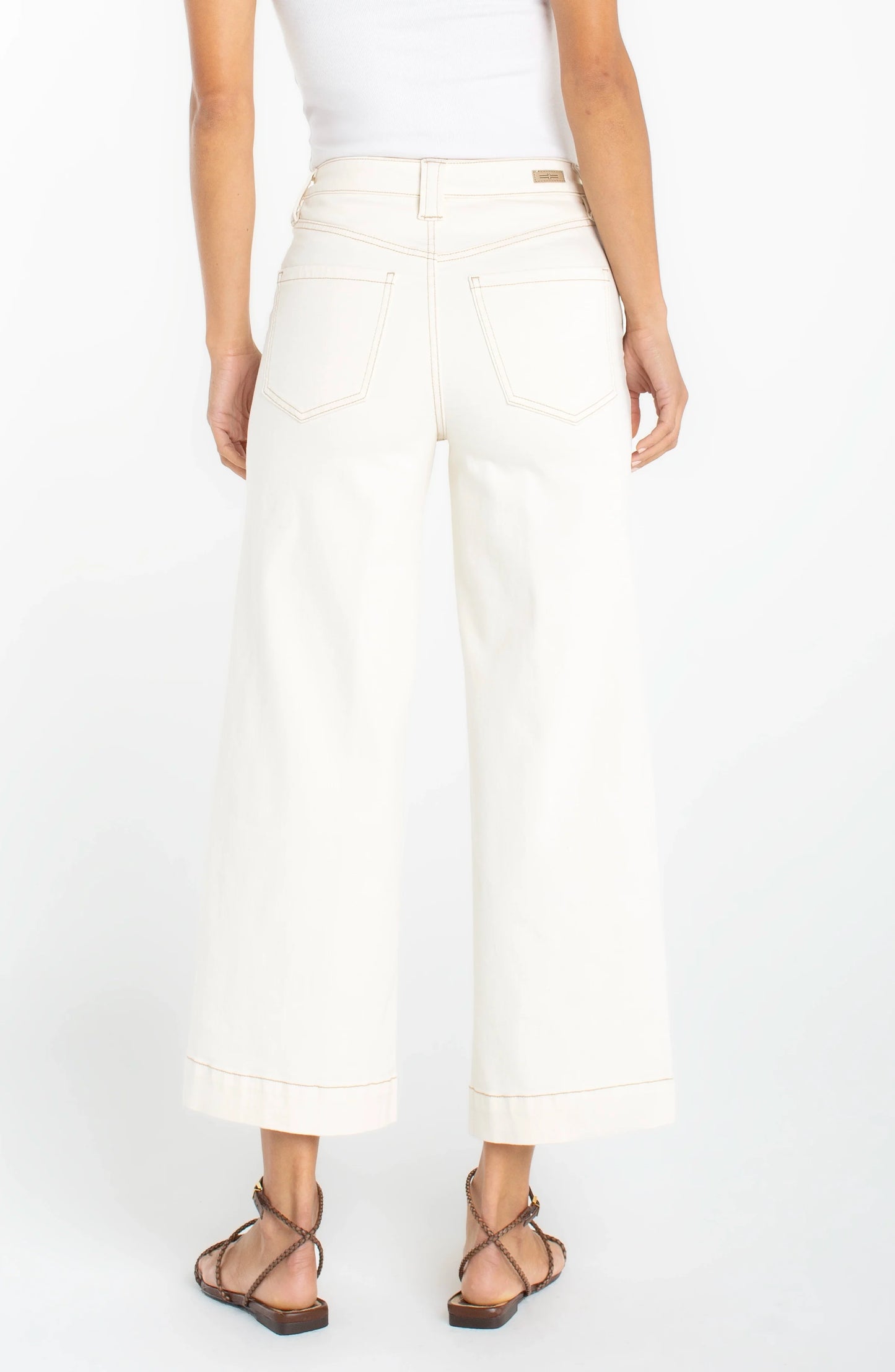 Liverpool Stride Wide Leg Crop With Patch Pocket