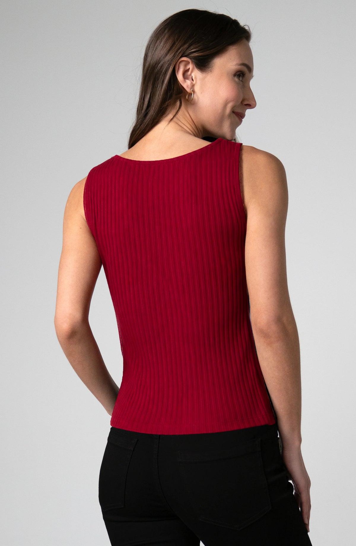 Liverpool Sleeveless Boat Neck Rib Knit Top