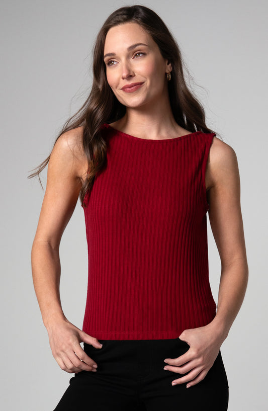 Liverpool Sleeveless Boat Neck Rib Knit Top