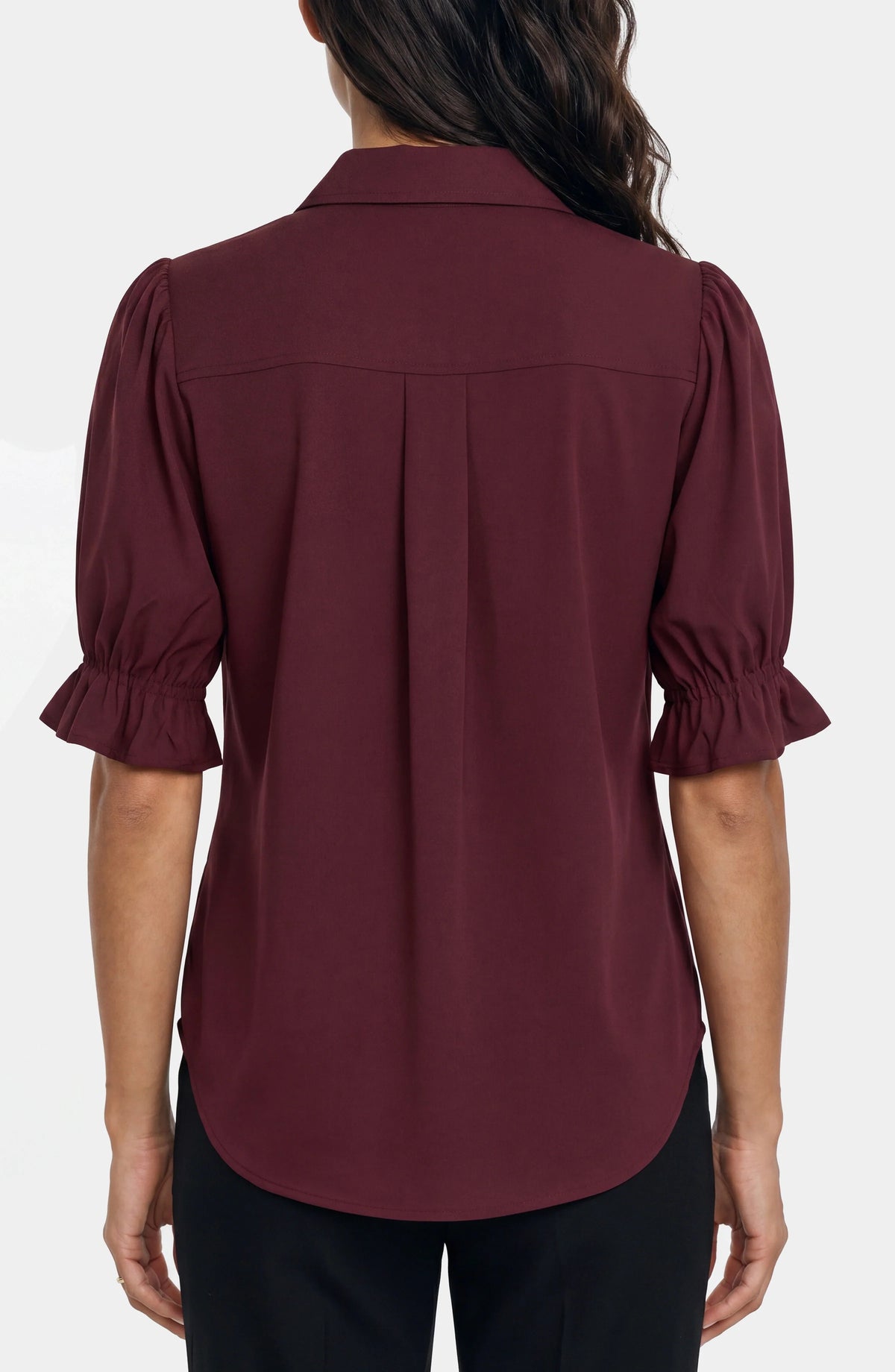 Liverpool Elbow Puff Sleeve Snap Front Knit Shirt