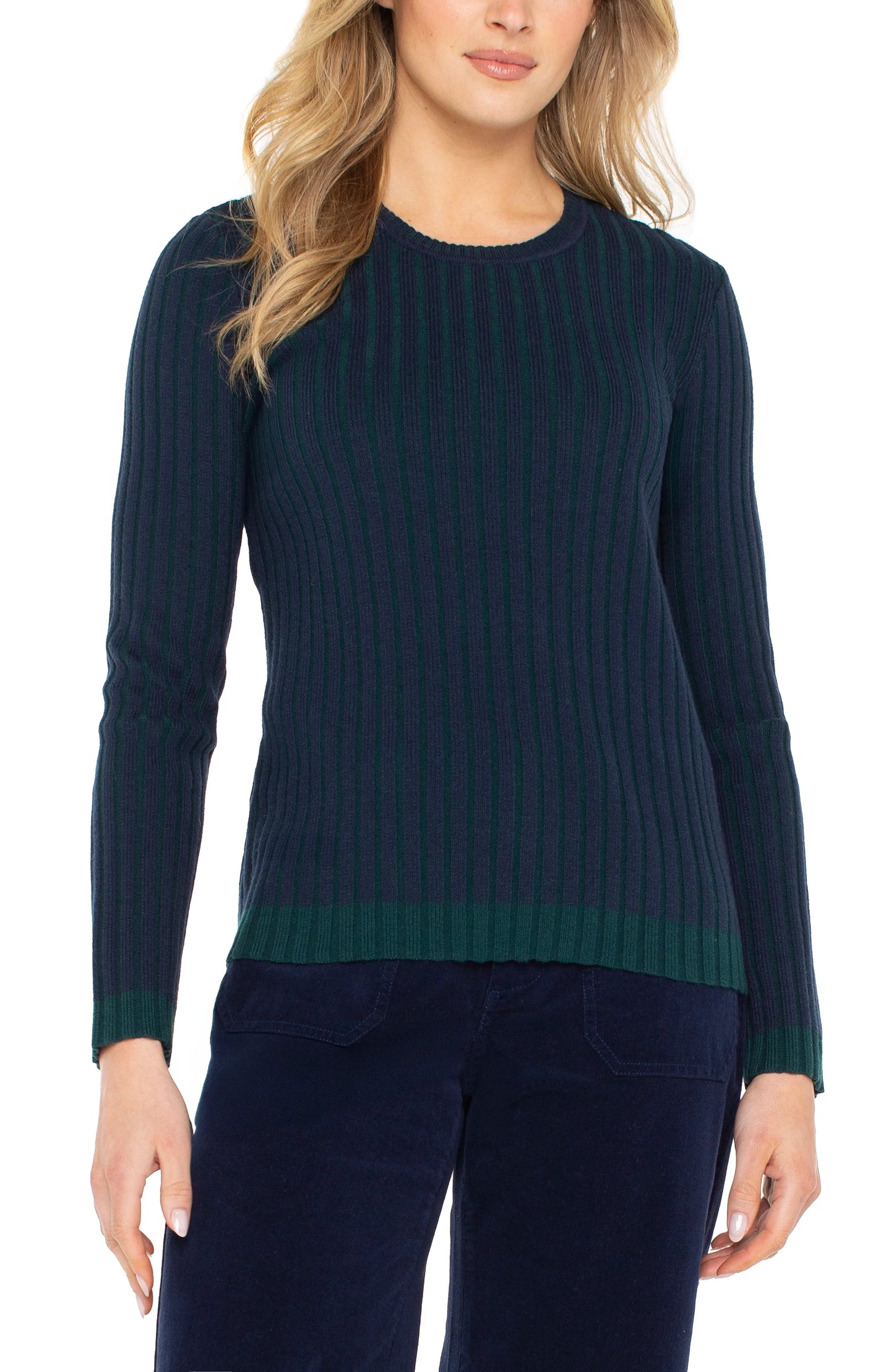 Long Sleeve Crewneck Ribbed Sweater
