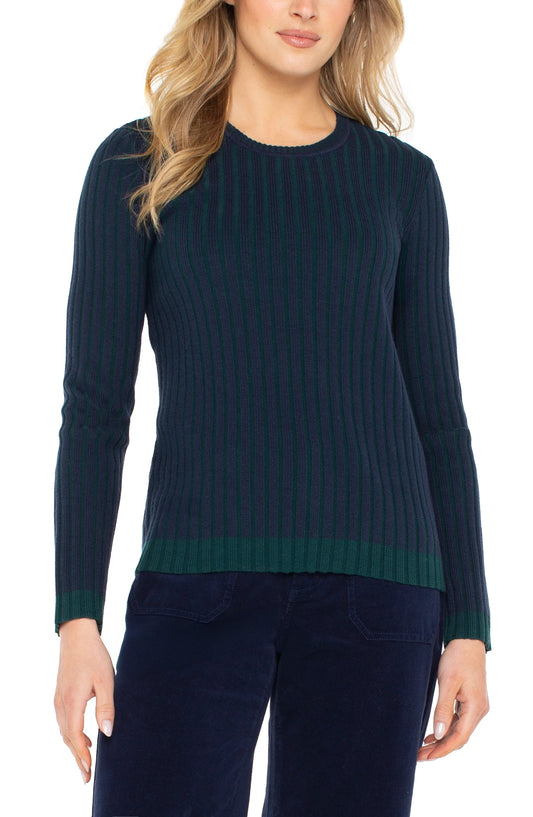 Long Sleeve Crewneck Ribbed Sweater