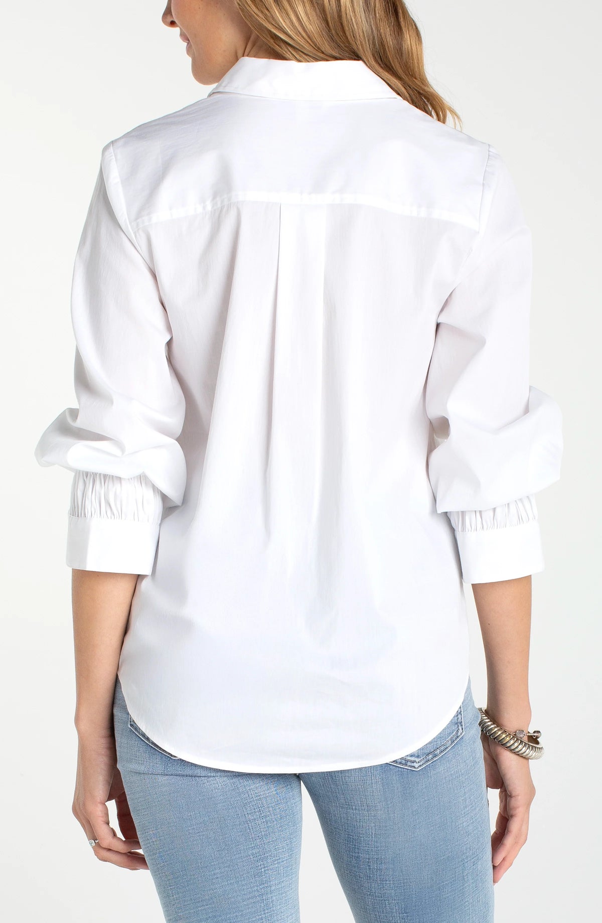 Liverpool Adjustable Sleeve Button Front Woven Top