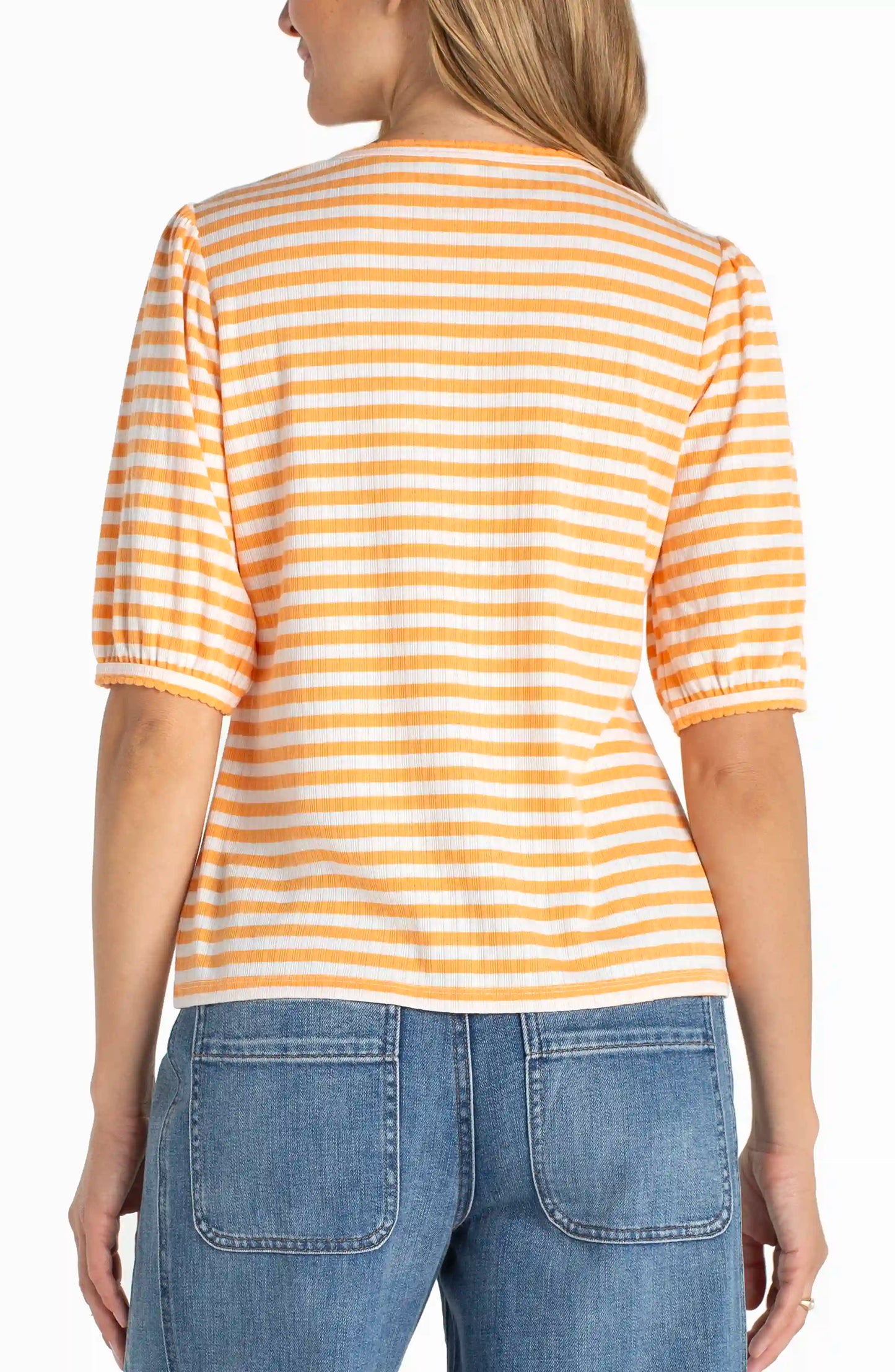 Liverpool Elbow Sleeve Henley Knit Top