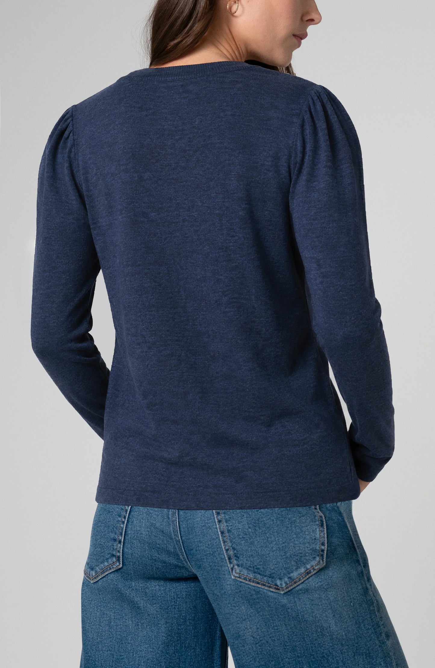 Liverpool Sleeve Boat Neck Knit Top with Twist Detail