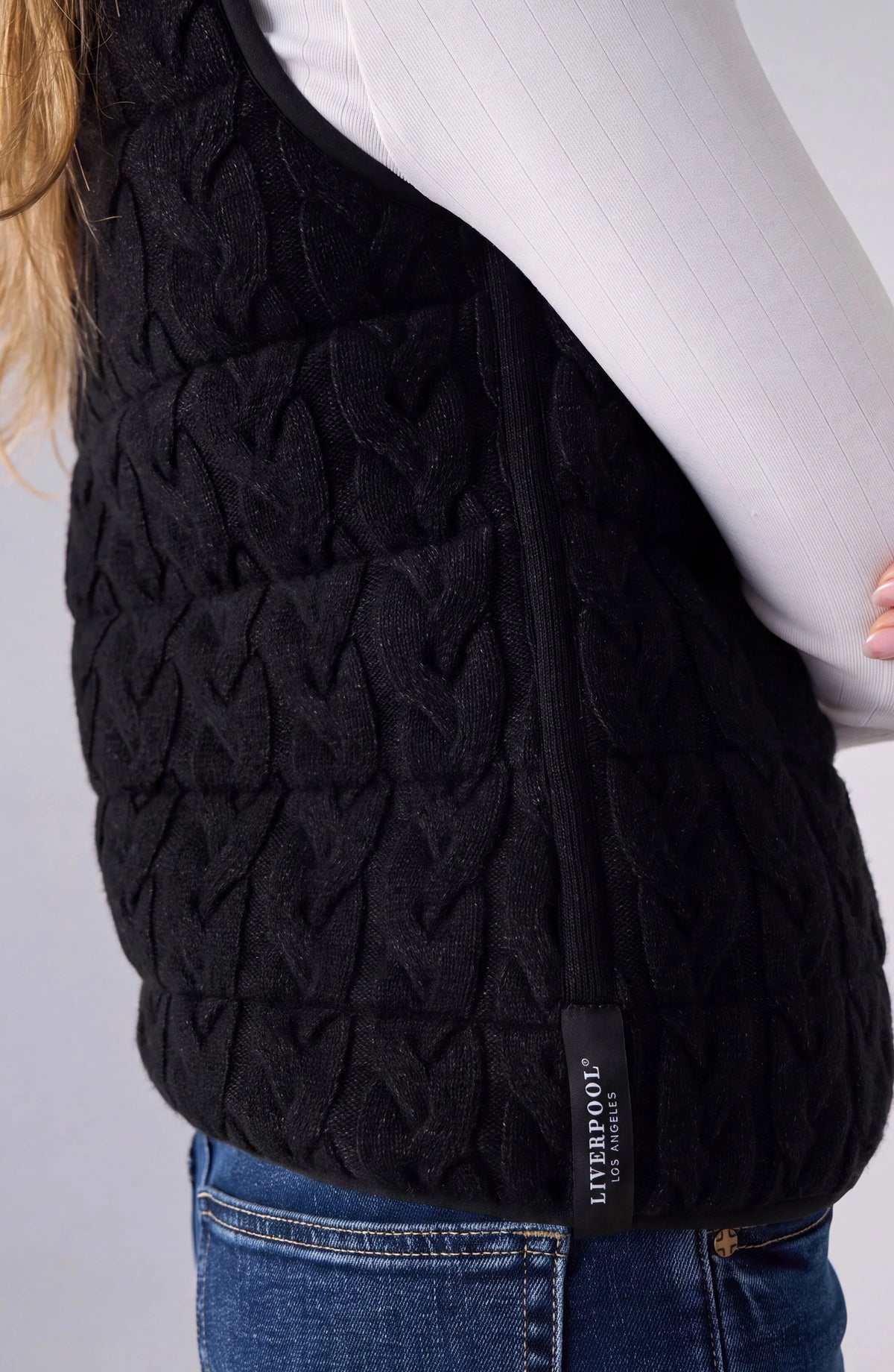 Liverpool Sleeveless Reversible Zip Front Quilted Sweater Vest