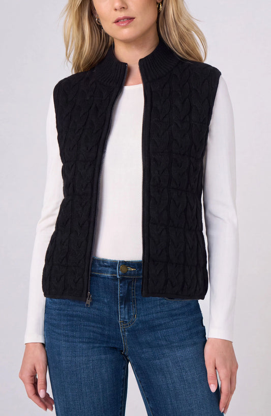 Liverpool Sleeveless Reversible Zip Front Quilted Sweater Vest