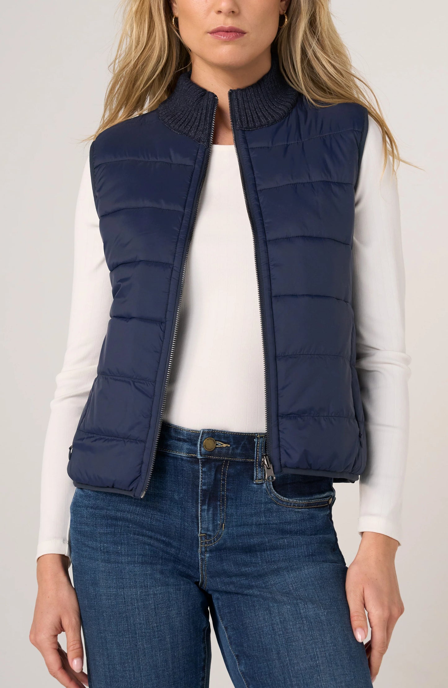 Liverpool Sleeveless Reversible Zip Front Quilted Sweater Vest