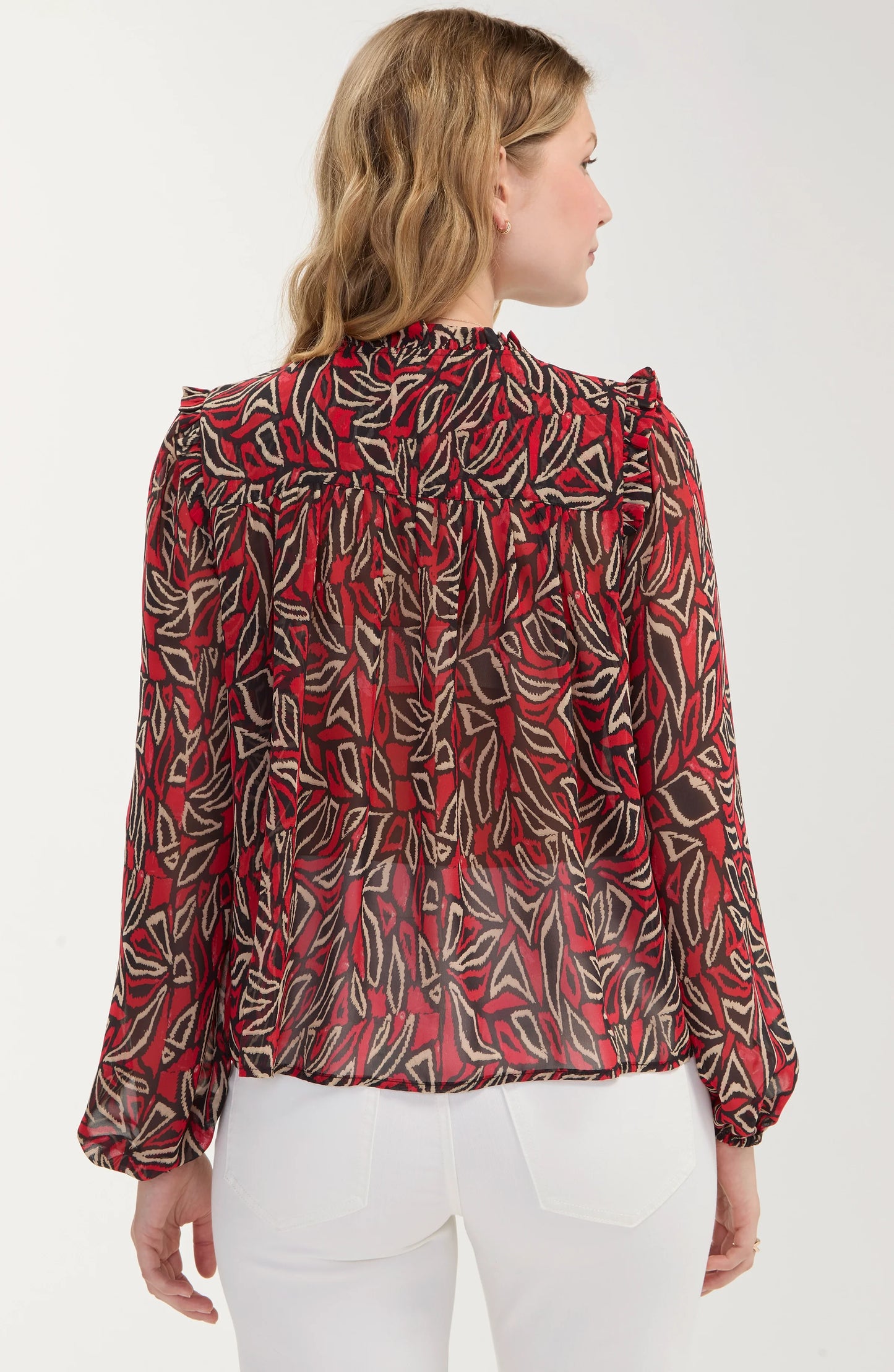 Liverpool Long Sleeve Woven Blouse with Pintucks