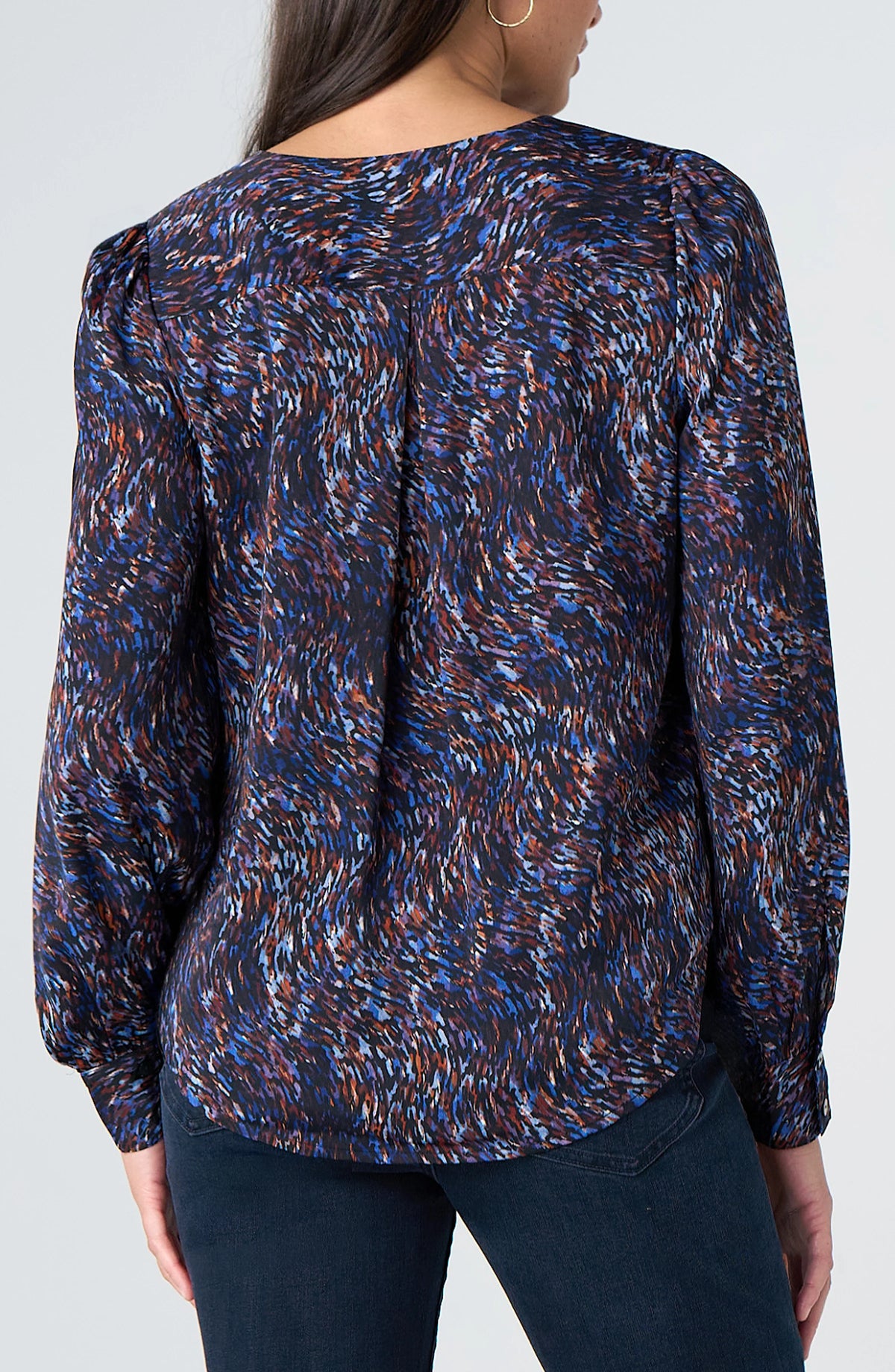 Liverpool Long Sleeve Woven Blouse with Neck Tie