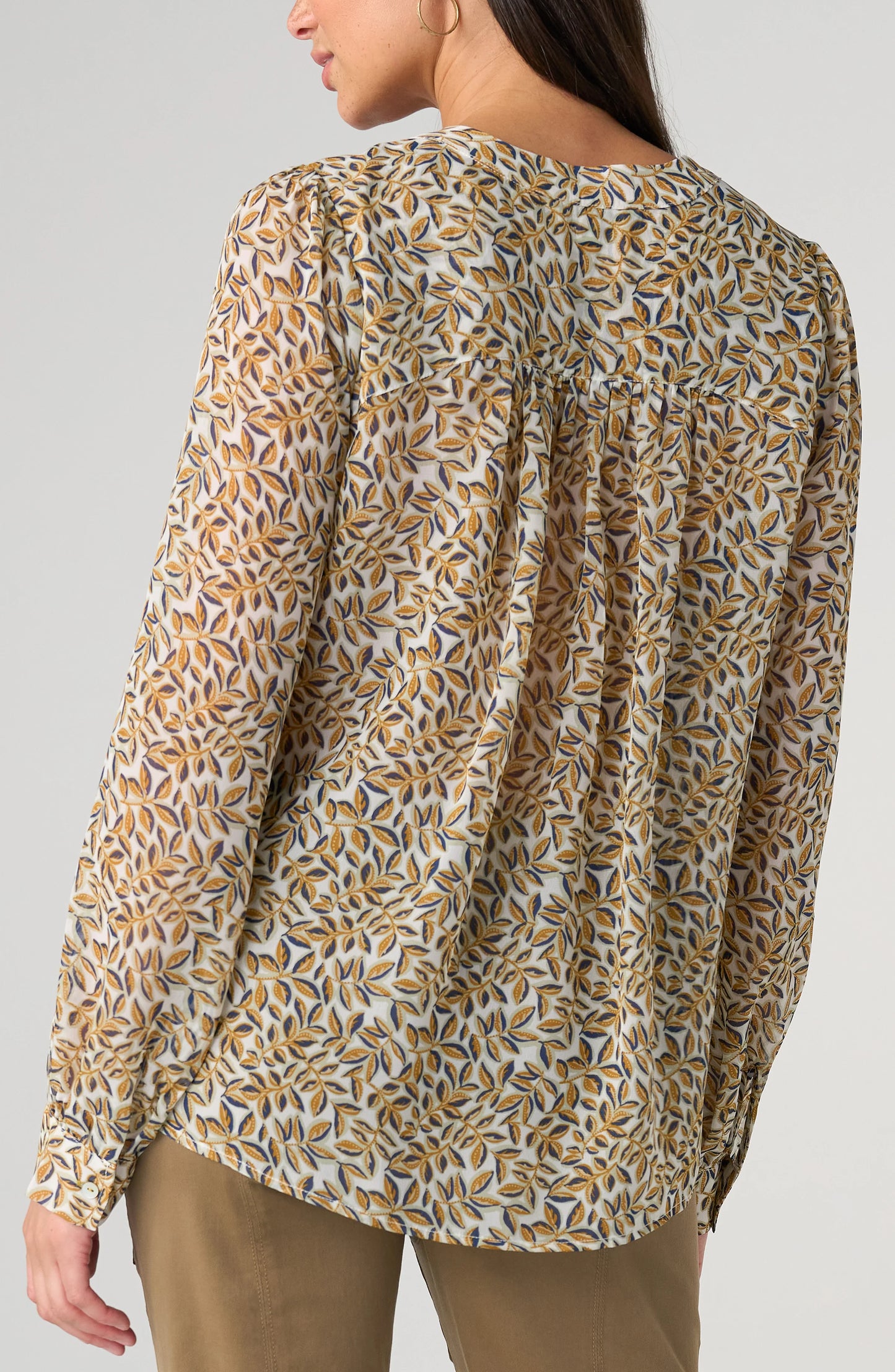 Liverpool Long Sleeve Lace up Front Woven Blouse