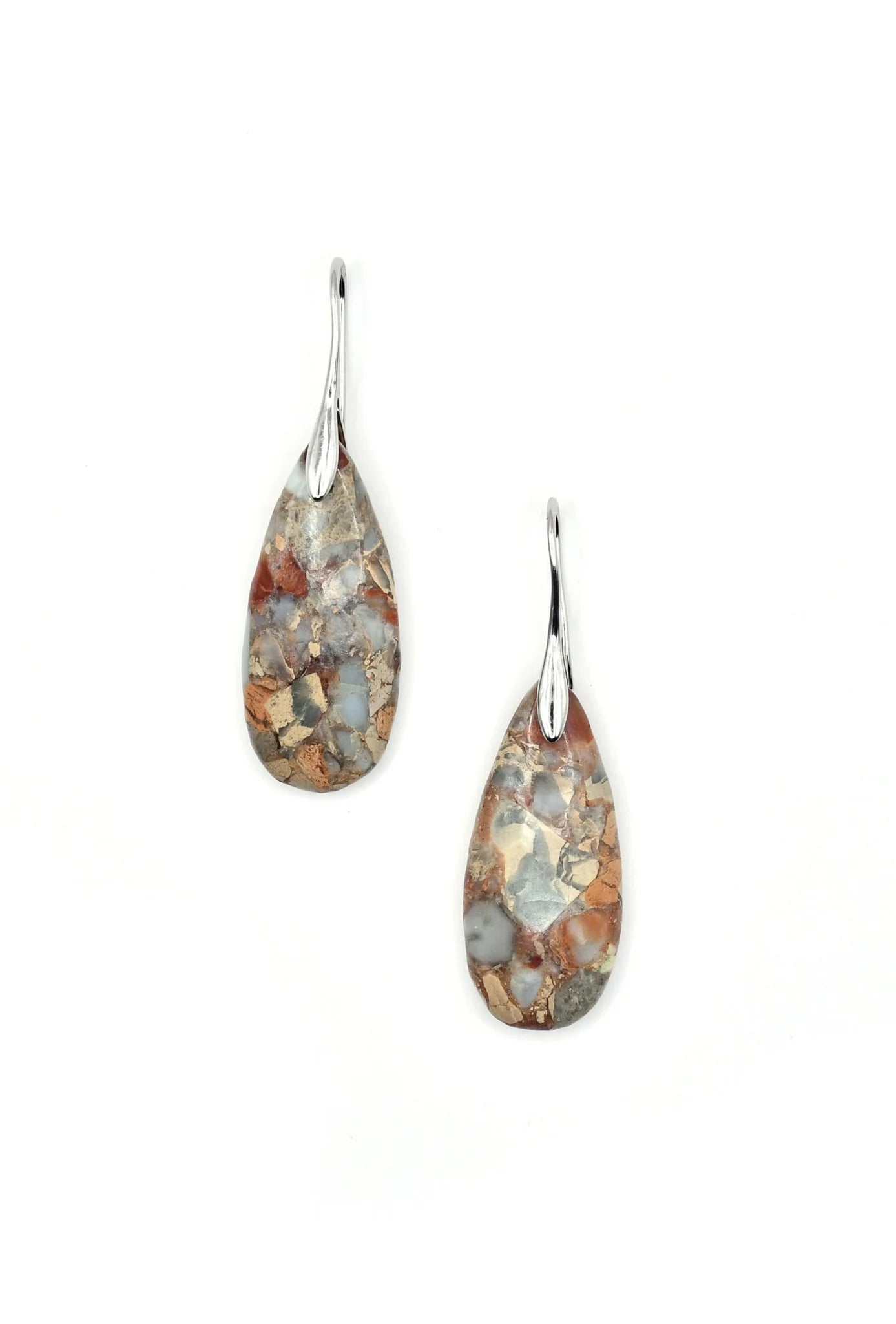 Sea Lily Brown and Beige Porcelain Earrings