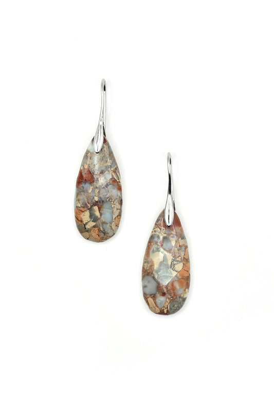 Sea Lily Brown and Beige Porcelain Earrings