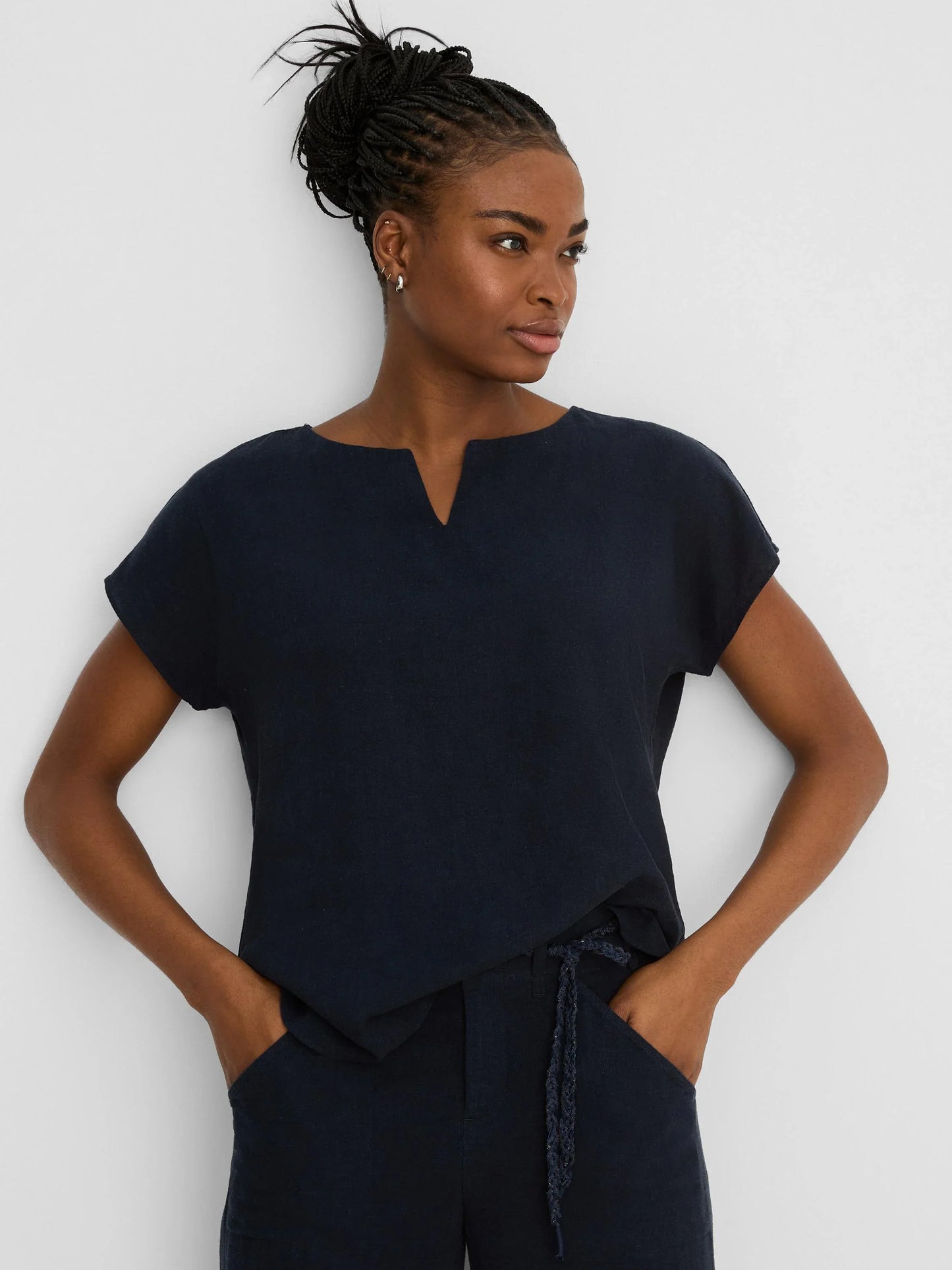 NIC+ZOE Rumba Linen Split Neck Tee