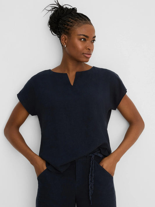 NIC+ZOE Rumba Linen Split Neck Tee