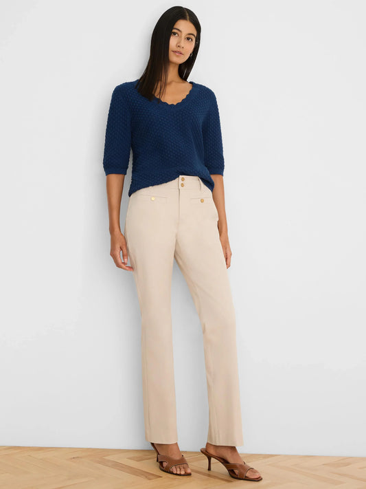 NIC+ZOE Plaza Demi-Boot Cotton Bi-Stretch Button Pant