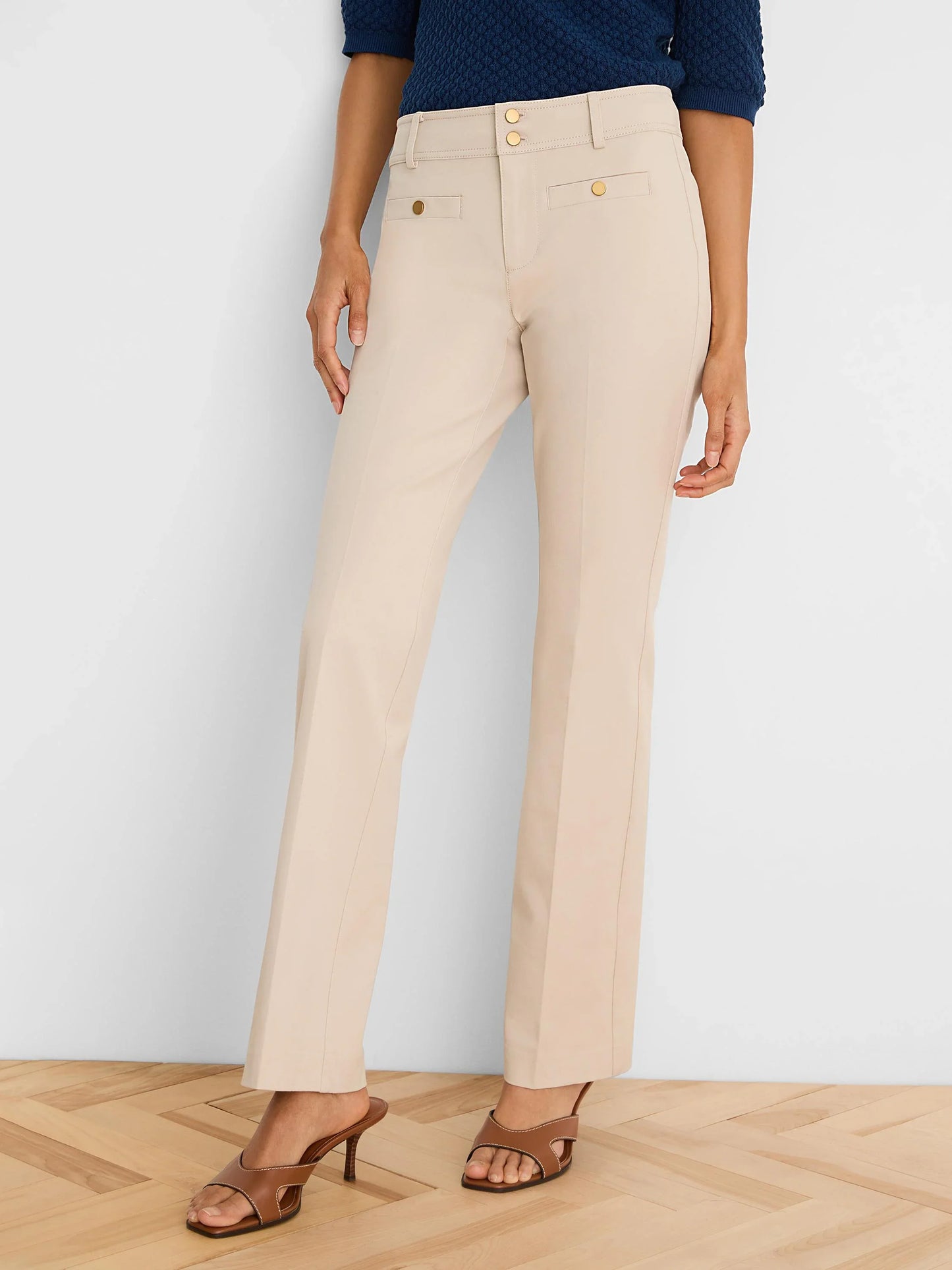 NIC+ZOE Plaza Demi-Boot Cotton Bi-Stretch Button Pant