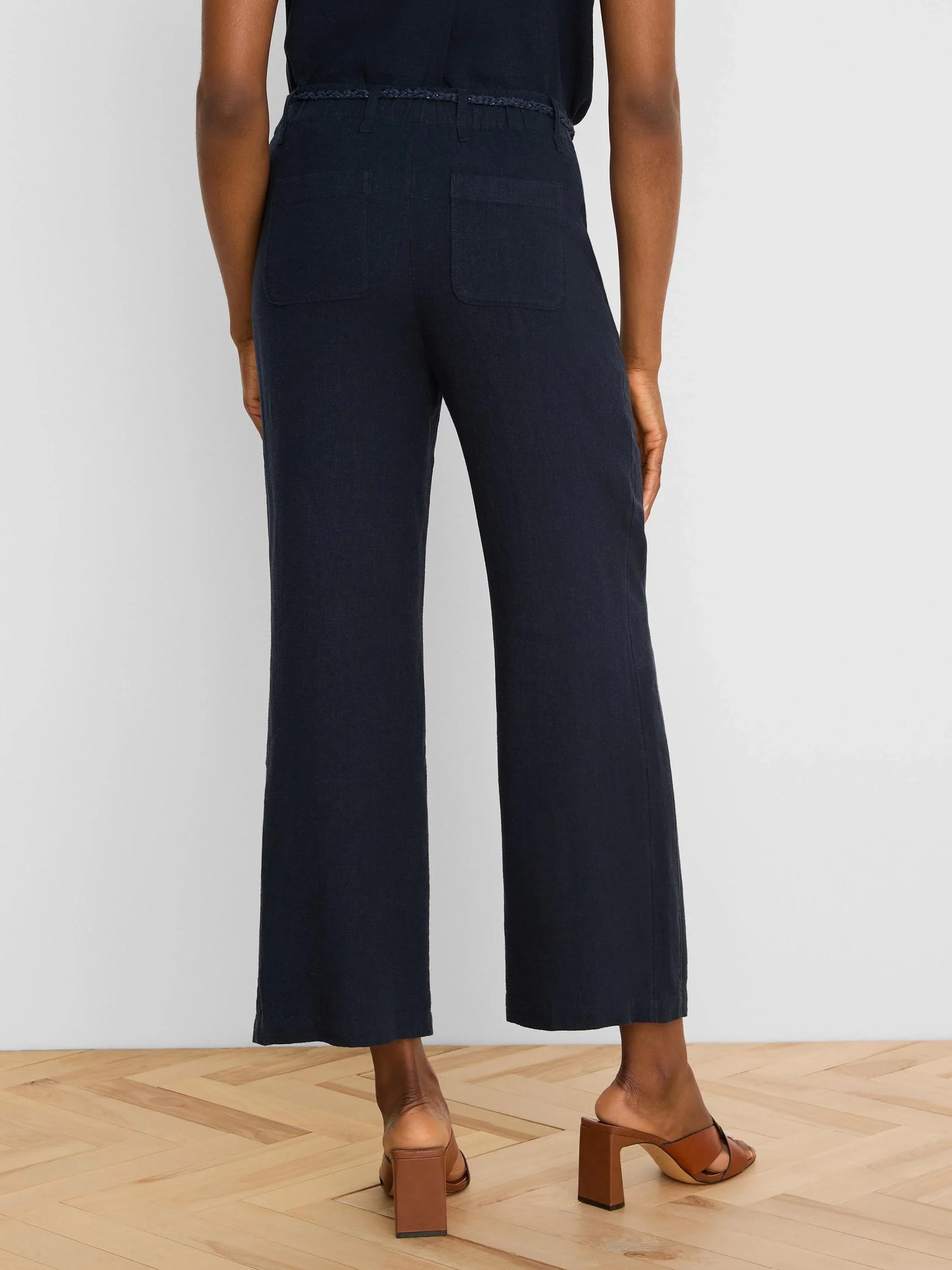 NIC+ZOE Eliot Wide Leg Rumba Linen Belted Crop Pant