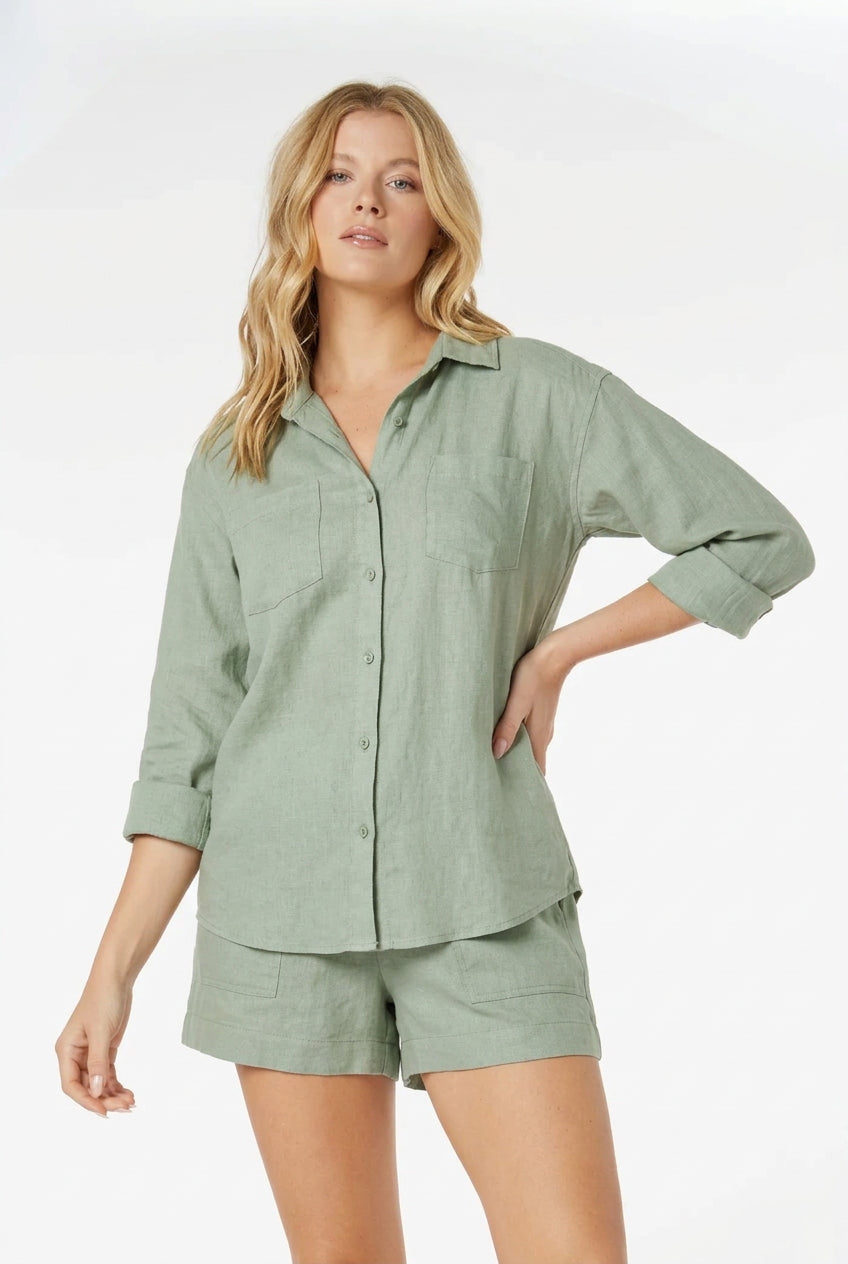 Mododoc Roll-up Sleeve Flowy Shirt
