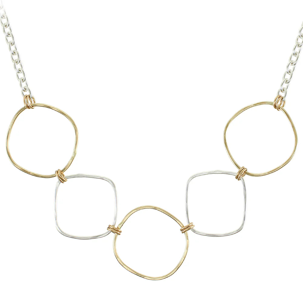 Marjorie Baer Linked and Hammered Square Rings Necklace