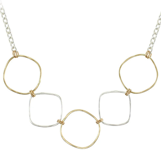 Marjorie Baer Linked and Hammered Square Rings Necklace