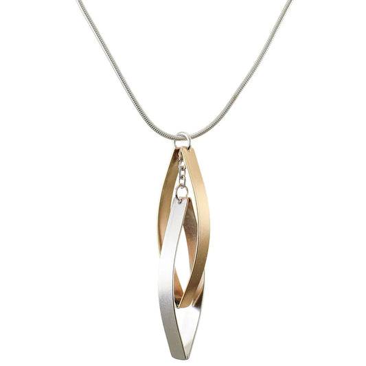 MARJORIE BAER INTERLOCKING POINTED RIBBON HOOP NECKLACE