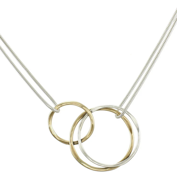 MARJORIE BAER INTERLOCKING HAMMERED RINGS NECKLACE