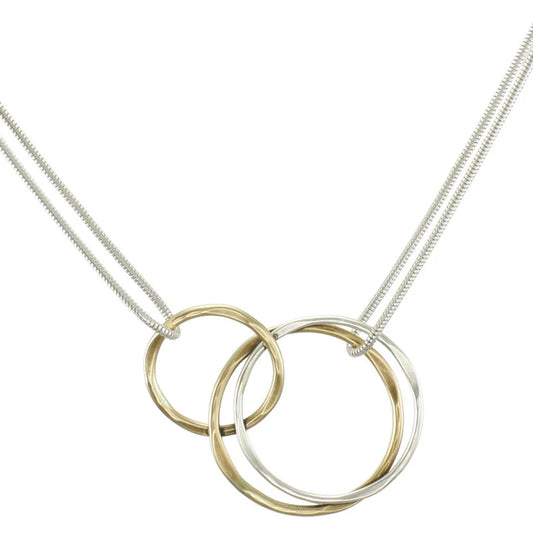 MARJORIE BAER INTERLOCKING HAMMERED RINGS NECKLACE