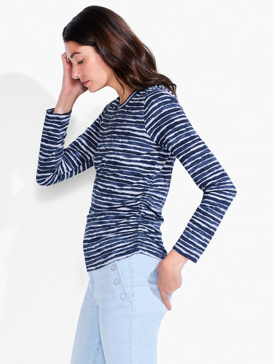 NZT ABSTRACT STRIPE LONG-SLEEVE SCOOP NECK TOP