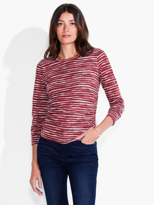NZT ABSTRACT STRIPE LONG-SLEEVE SCOOP NECK TOP