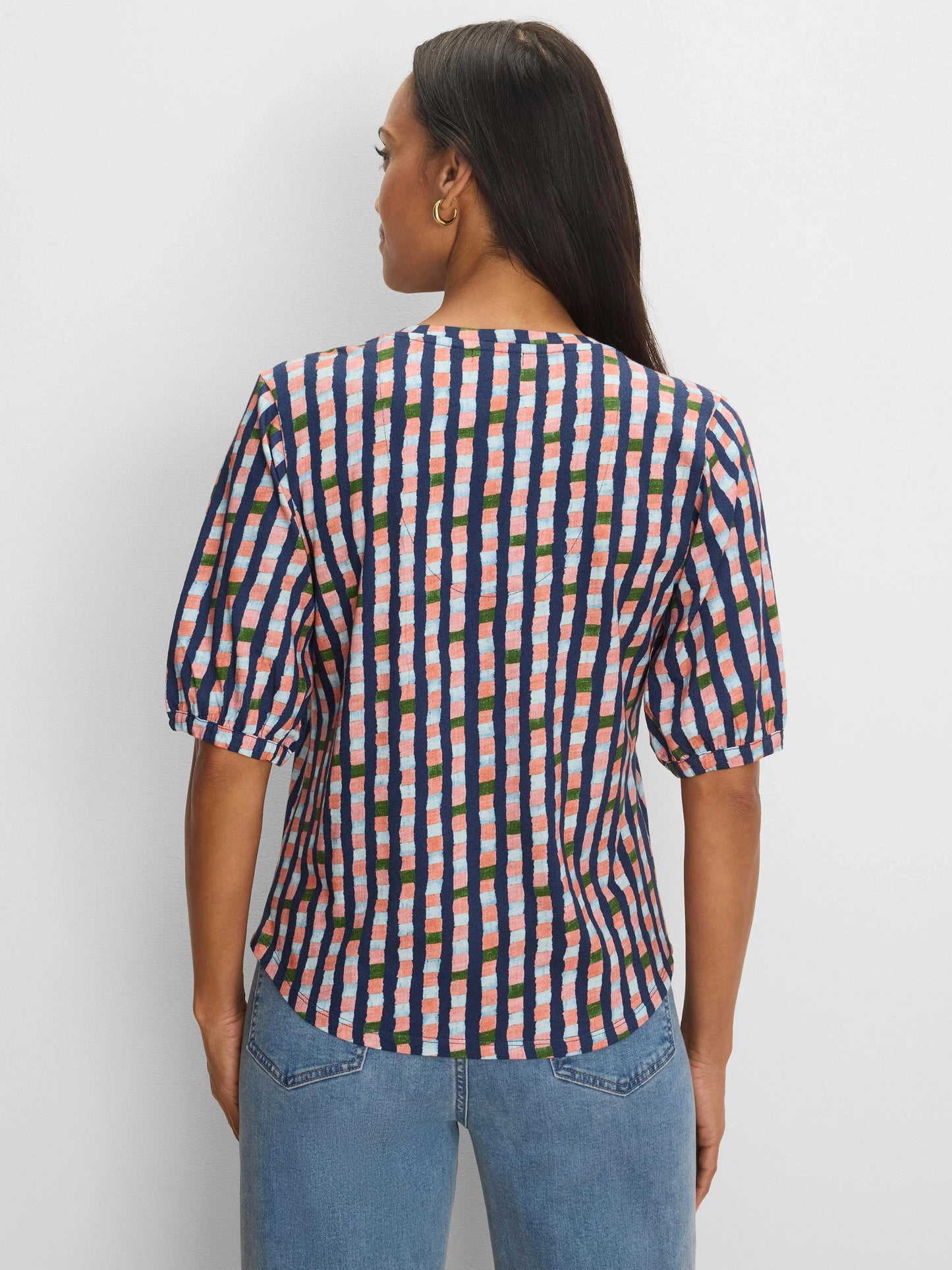 NZT Elbow Sleeve Reef Stripe V-Neck Tee