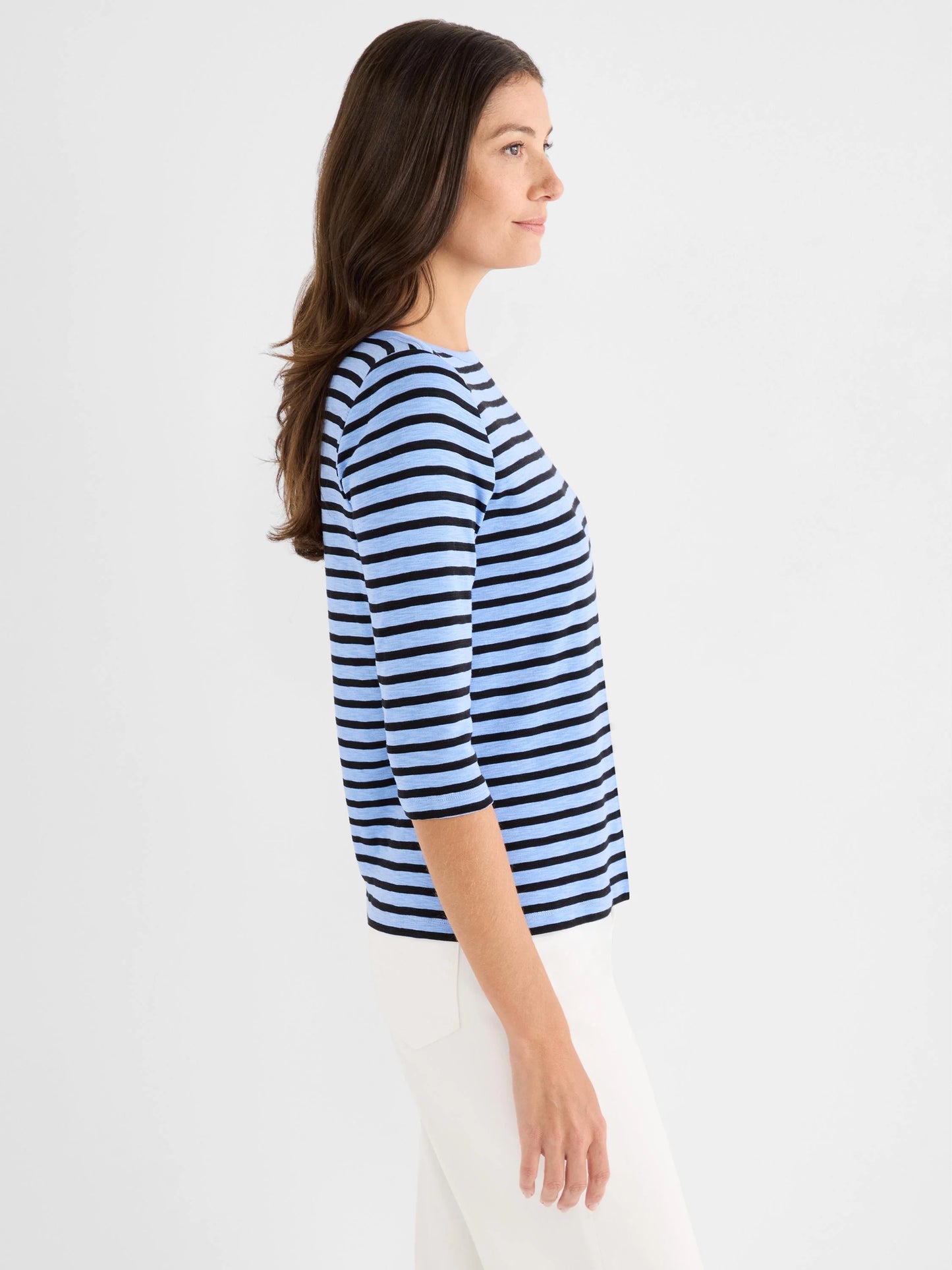 NZT 3/4 Sleeve Stripe Envelope Boat Tee