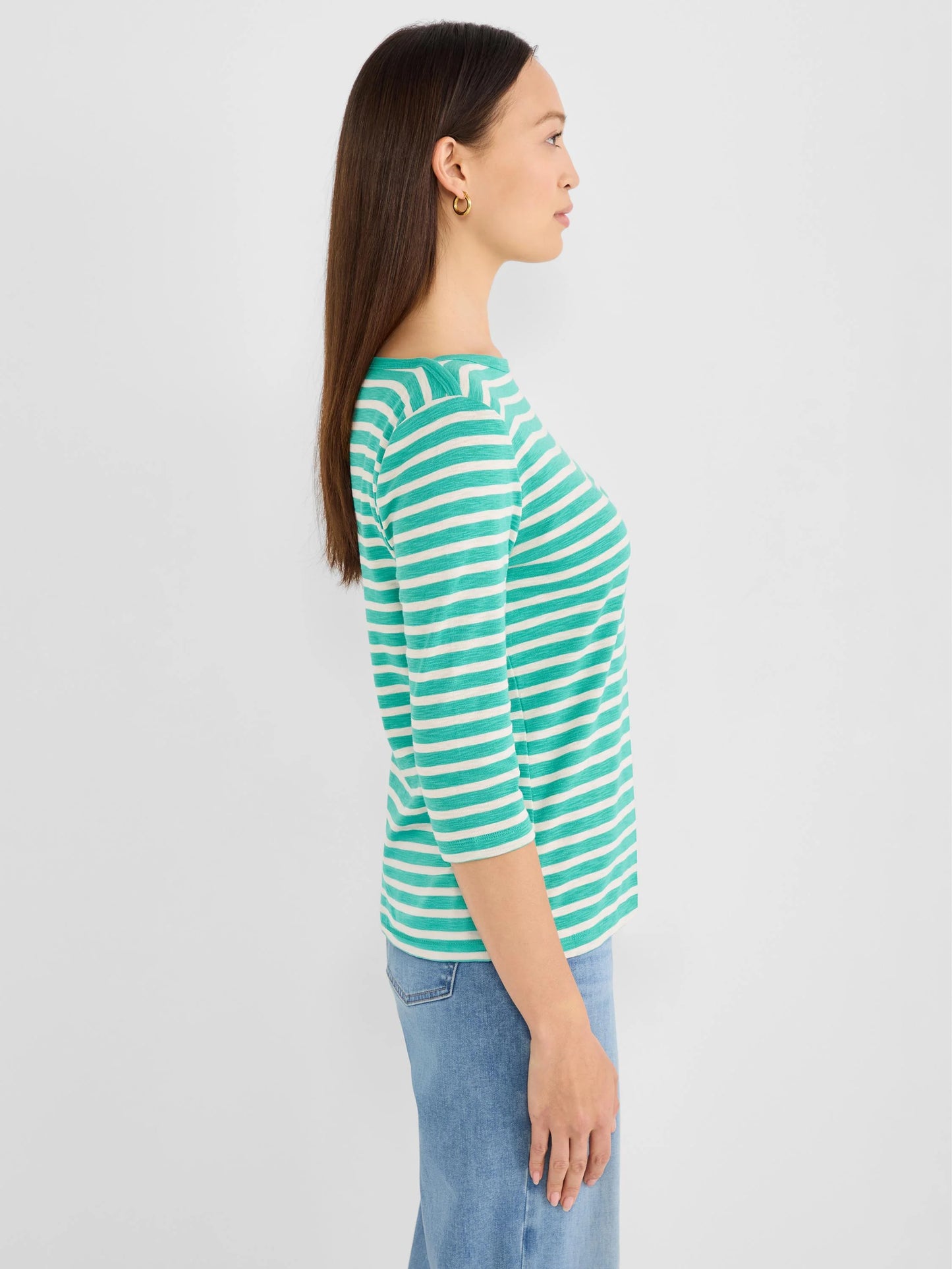 Nic+Zoe 3/4 Sleeve Stripe Envelope Boat Tee