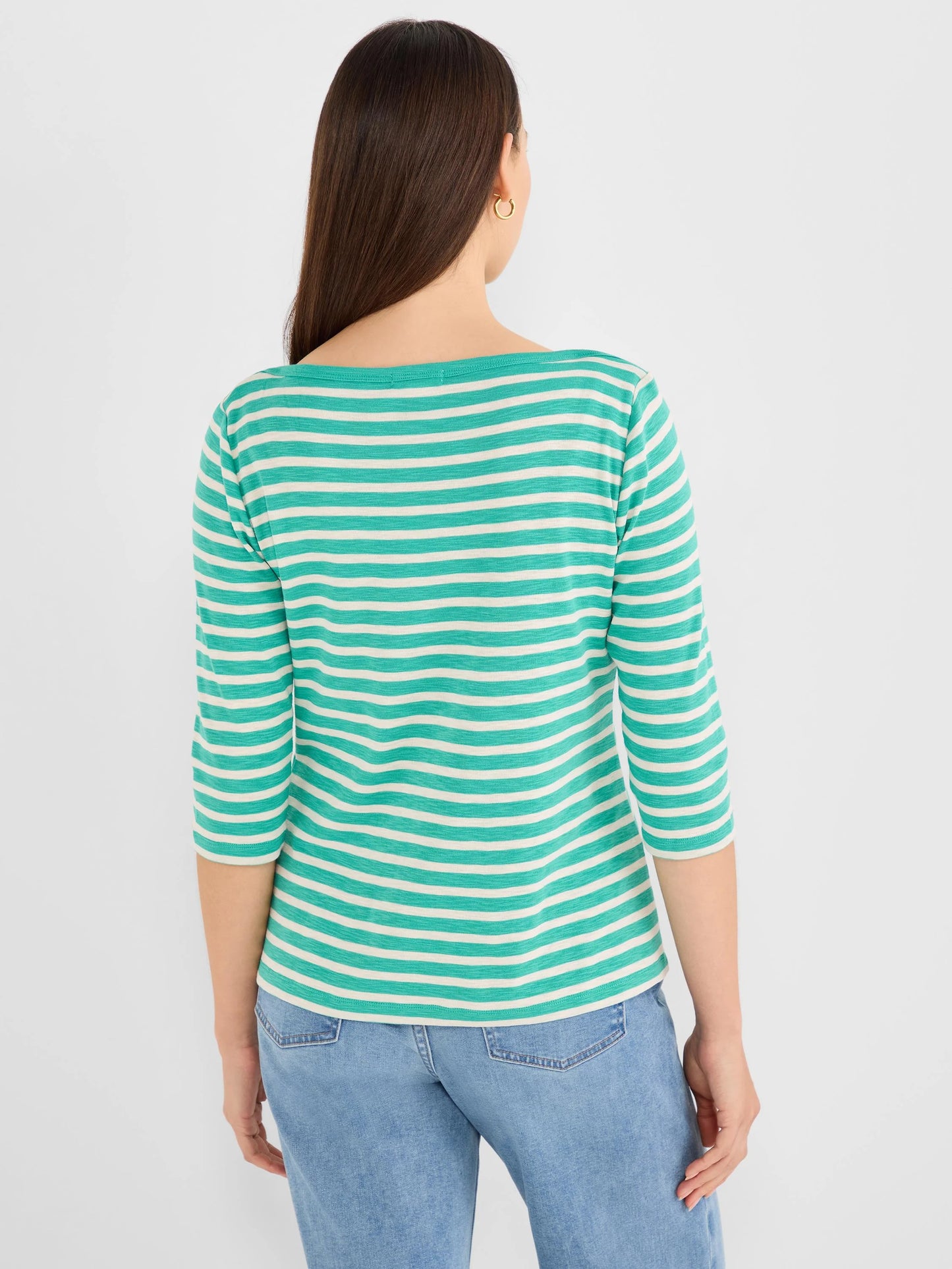 Nic+Zoe 3/4 Sleeve Stripe Envelope Boat Tee
