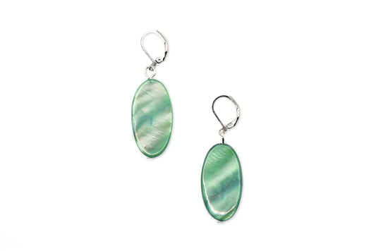 Sea Lily Oval Mother of Pearl Lime Earrings
