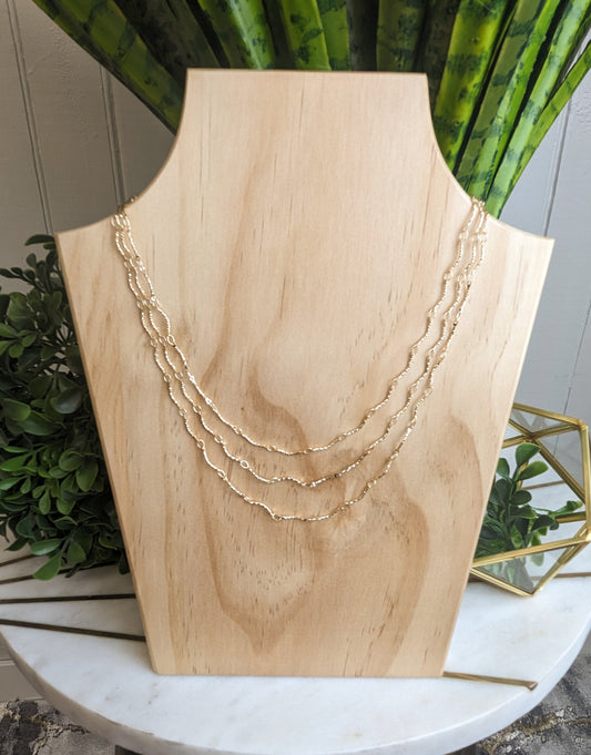 LAYERED BAR CHAIN NECKLACE GOLD OR SILVER