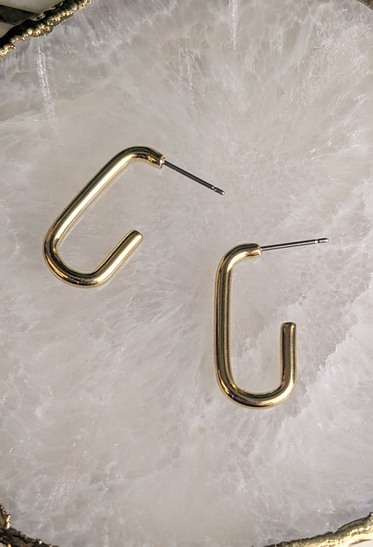 PAPERCLIP POST EARRINGS GOLD OR SILVER