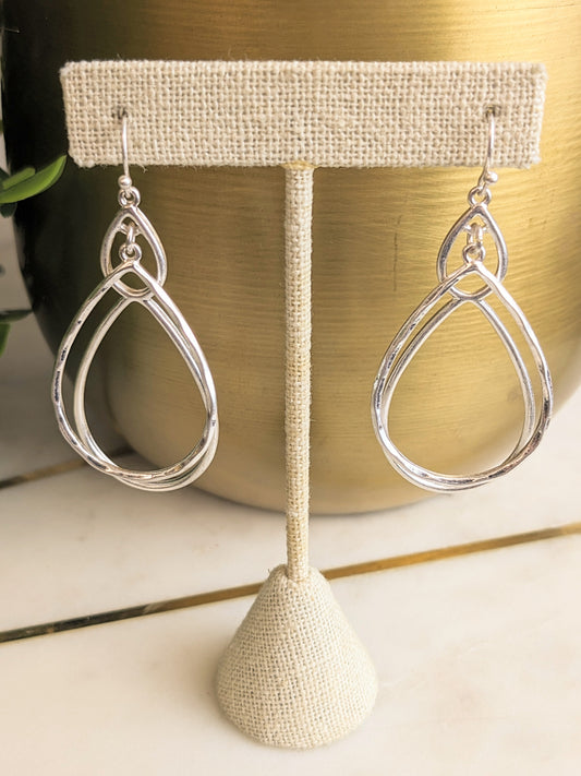 SILVER DOUBLE TEARDROP EARRINGS