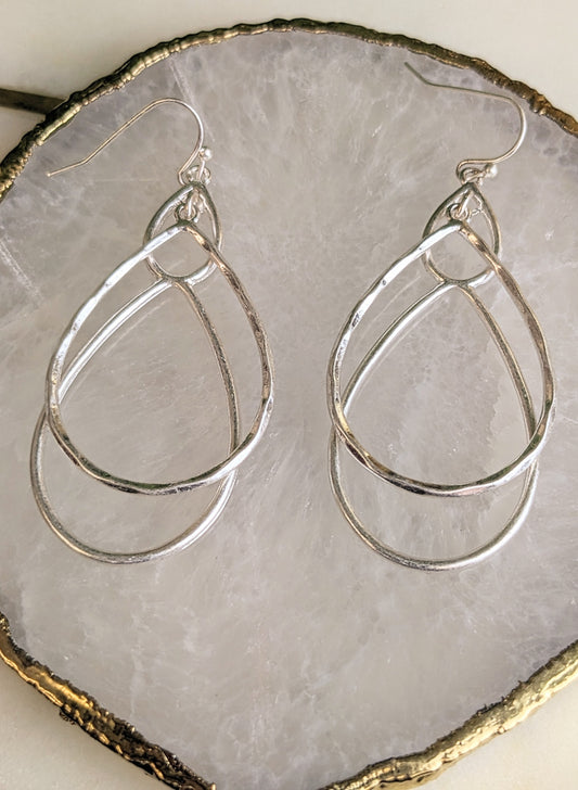 SILVER DOUBLE TEARDROP EARRINGS