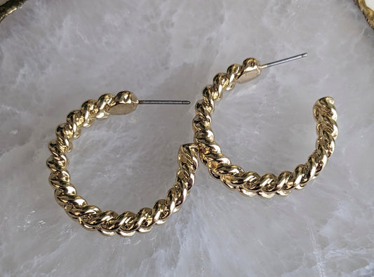 BRAIDED HOOP EARRINGS GOLD OR SILVER
