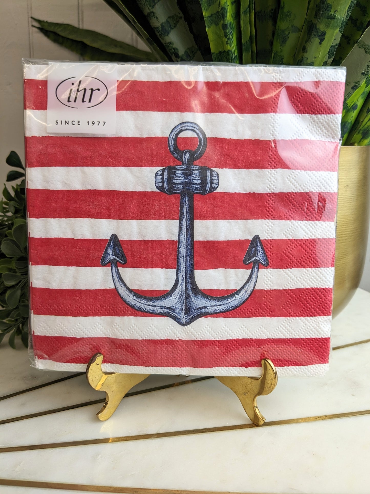 SAILORS ANCHOR RED LUNCH NAPKINS