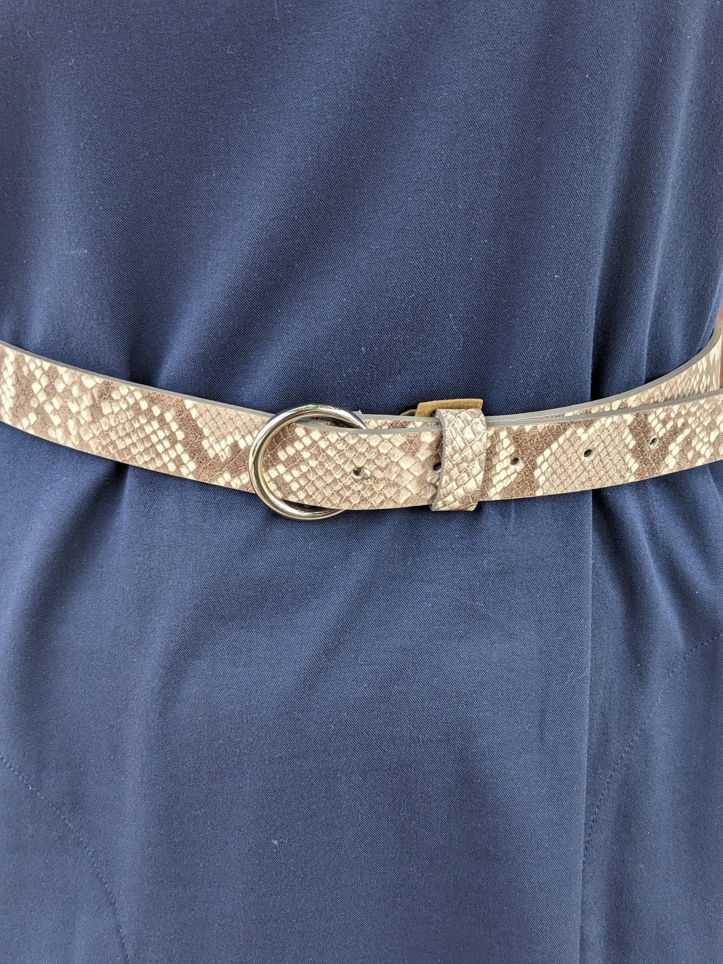 LEATHER SNAKE BELT WITH SILVER BUCKLE